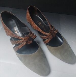 Piccolino Green Suede Snake Fashion Kitten Heels Nordstrom Seattle 7.5m